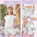 Girls Metallic Shorts Shiny Hot Pants for Dance Gymnastics Sparkly Shorts with Sunglasses (Silver)