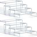Acrylic Display Risers 8 Pcs - Clear Acrylic Shelves & Display Stand, Rectangular Risers for Cupcake, Retail & Desktop, 4 Sizes (7", 8", 9") (Medium)