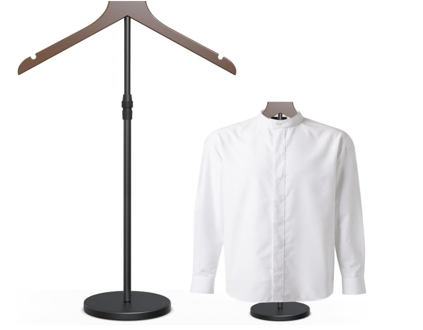 OLV Shirt Display Stand, 1834 Inch Adjustable Mannequin Stand for Vendors, Mannequin Torso Valet Stand for Shop, Dress Form Steamer Stand for Clothes, Jacket Coat Hanger Stand, Brown