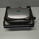 Hamilton Beach Panini Press Sandwich Maker & Electric Indoor Grill with Locking Lid, Opens Wide to Fit Any Thickness for Quesadillas, Burgers & More, Nonstick 8" x 10" Grids, Chrome (25460AG)