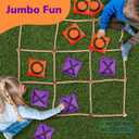 Gamie Giant Tic Tac Toe Game Outdoor - 3 x 3 Feet - Includes Rope Grid, 10 Bean Bag Play Pieces, and 1 Drawstring Carry Bag - Large Yard Games - Outdoor Game for Patio, Picnic, Camping