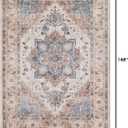 Washable Rug 10x14 Area Rugs: Boho Vintage Distressed Oriental Medallion Neutral Thin Large Rug Carpet for Living Room Bedroom Dining Room Home Office Decor - Camel