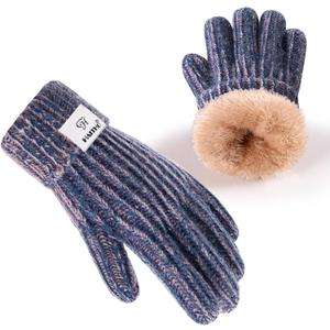 HAITHO Kids Gloves Winter for Girls Boys Cold Weather, Toddler Cute Knit Gloves Warm with Thick Thermal Fleece Lined