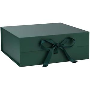 OEMVALATY Green Gift Box,16x16x6 Inches Gift Boxes with Lids for Presents with Magnetic Closure and Ribbon for Wedding,Storage,Birthday