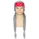 Miss U Hair Men Long Silvery Grey Braided Wig with Red Headband Hippie Costume Wig