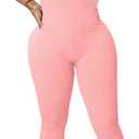chicyes Women's Bodycon Jumpsuits Sleeveless Ribbed Zipper Sexy One Piece Pants Rompers Summer Outfits Pink (Pink, S)