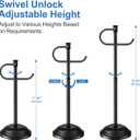 RUMOSE Toilet Paper Holder Stand for Floor, Matte Black Bathroom Free Standing Toilet Tissue Roll Holder with Storage, Adjustable 17-25 Inch, SUS304 Stainless Steel