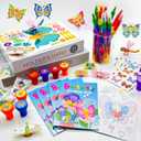 Cinrobiye 72 Pcs Butterfly Party Favors, Butterfly Insects Coloring Books with Crayons, Spring Birthday Goodie Bag Fillers, DIY Craft Kit Stickers Tattoos Stampers for Circus Fairy Bug Parties