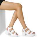 DREAM PAIRS Platform Heels for Women Lightweight Chunky Open Toe Stylish Comfortable Fisherman Sandals with Adjustable Ankle Strap 6.5 (White)