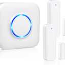Door Chime, Satisure Wireless Door Open Contact Sensor Alarm Chime with 600 FT Range 58 Chimes 5 Volume Levels LED Indicators (1 Receivers & 2 Sensors) (White)