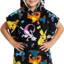 Pokemon Bath Towels 100% Cotton Towels Kids Teens Beach Pool Shower Travel Essentials (Black/Multi, 6-9 Years)