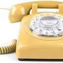 Rotary Phone, Vintage Phone, Retro Phones for Landline, Corded Old Telephone with Redial Function for Home Office Hotel School, Yellow