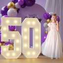 Marquee Numbers 50th-Birthday Large Decorations: 4ft Light Up Numbers 50 Birthday Sign for Boy Girl Fifty Year Old Anniversary Mosaic Party Decor Backdrop Big Foam Board Number 50