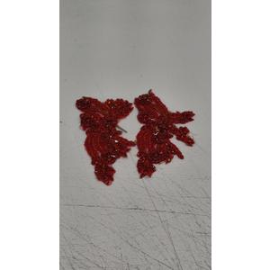 Handmade Rhinestones lace Applique handsewing Beads Trim Patches for Dress Clothing Accessories 35X12cm 1Pair/Bag