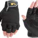 Wells Lamont Men's Fingerless Synthetic Leather Palm Work Gloves, Large (847L) (Large (Pack of 1))