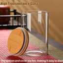Small Size 33+17 oz Glass Food Storage Jars with Airtight Lids, Clear Glass Jar with Bamboo Lid, Airtight Food Canister for Tea, Candy, Coffee, Sugar, Cookie, Snack (Round | 5+6 Inch)