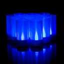 LANKER Flameless Candles with Timer, Battery Operated LED Pillar Candles, D1.5 x H3 Inch, Flickering Blue Long Flame-Effect Light, Romantic Electronic Fake Votive Candles, Set of 12 (Blue)