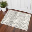 Lahome Moroccan Front Door Rugs Indoor 2x3 Non-Slip Washable Door Mats Indoor Rubber Backing Ultra-Thin Beige Small Kitchen Rug, Geometric Print Inside Door Mats for Home Entrance Bathroom Sink Hana