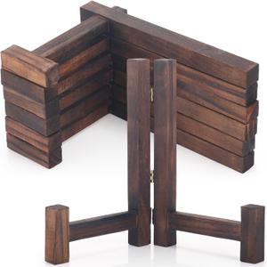 Geelin 3 Pack Plate Stands for Display 7 Inch Wooden Folding Plate Holders Rustic Solid Wood Easel Holders for Decorative Picture Frames Art Tabletop Shelf Decorations