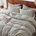 3Pcs Organic Linen Duvet Cover Queen Size, 100% French Linen from Normandy, Soft & Durable Natural Linen Bedding Set Comforter Cover with 2 Pillowcases, 1 Duvet Cover with Zipper