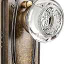 Crystal Door Knob Vintage Privacy Lock, Antique Brass Base Glass Door Handle Set for Bedroom, Bathroom, Hallway or Closet