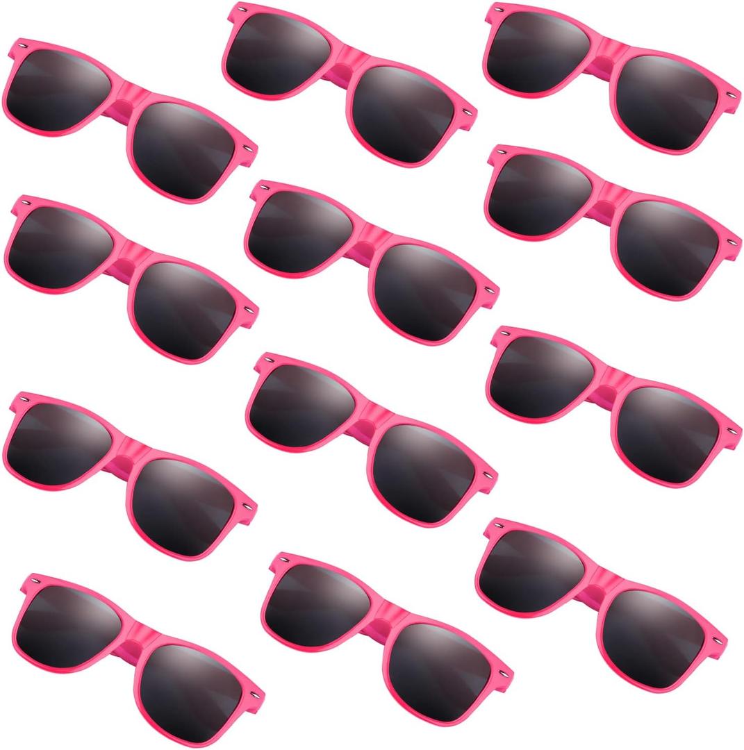 FEPITO 24 Pack Party Sunglasses Bulk for Birthday Party Favors Goody Bag Fillers for Beach Pool Party Toys for Adults, Pink
