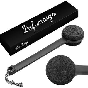 2 x Dual-Sided Black Foot Scrubber - Pumice Stone for Feet & Boar Bristle Brush, Foot Callus Remover for Home, Salon, and Travel