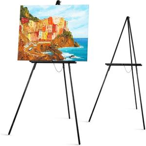Falling in Art 65" A-Frame Tripod Easel Stand, Wooden Display Easel with Adjustable Canvas Holder, Floor Easel for Wedding Signs, Posters, Paintings, Artwork(Black) 1 Pack