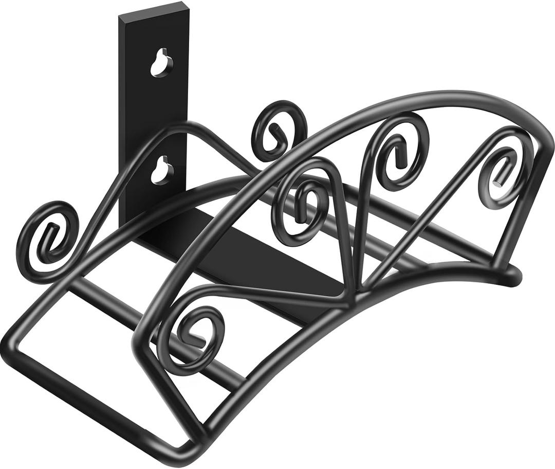 TomCare Garden Hose Holder Heavy Duty Water Hose Holder Solid Metal Hose Hanger Wall Mount Decorative Durable Garden Hose Storage Hose Reel Hose Organizer for Outside Yard, Black