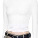 PUMIEY Women's Long Sleeve T Shirts Crew Neck Slim Fit Tops Sexy Basic Tee Smoke Cloud Pro Collection (Medium)