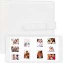 Veicevol 360 Pockets Photo Album for Fujifilm Instax Mini Camera, Album for Polaroid Photo, Leather Cover, Photo Album for Fujifilm Instax Mini 12 11 9 40 8 7 Evo LiPlay Camera, White