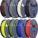 SUNLU 3D Printer Filament Pack, for Christmas Gift, 0.25kg Each Spool, Total 2kg, PLA+ Filament 1.75mm, 8 Packs, Roasted Chestnut+Bone White+Grey+Klein Blue+Red+Yellow+Coffee Brown+Olive Green