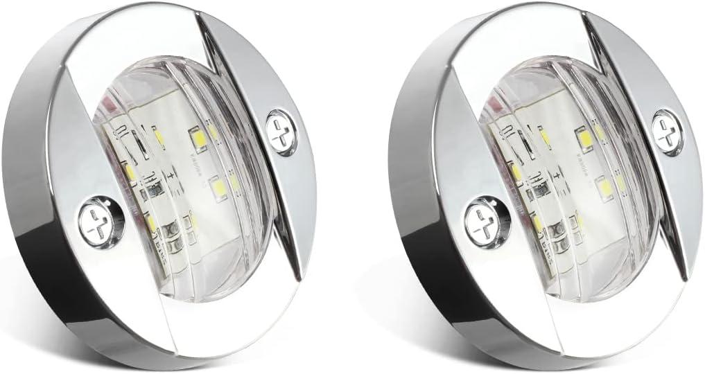 Partsam 3" Waterproof Boat Marine White LED Lights, Courtesy Light, Transom Stern Cabin Lighting for Pontoon Kayak Sailboat, Surface Mount 12V (Pack of 2)