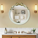 iyabat 28x28 inch Bow Mirrors for Wall, Round/Circle God and White Decorative Wall Mounted Mirror, Irregular Mirrors Suitable for Bedroom, Hallway, Living Room Decoration, Bathroom Sink