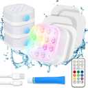 Homly Rechargeable Submersible Pool Lights with Remote, Waterproof Underwater Charging Battery Operated Controlled 16 Color Changing LED with Magnet Floating Lights Pool Pond Decoration 4 Pack