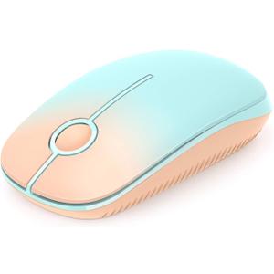 VssoPlor Wireless Mouse, 2.4G Slim Portable Computer Mice with Nano Receiver for Notebook, PC, Laptop, Computer (Orange to Green)
