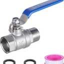 Garden Hose Shut Off Valve, High Flow 3/4" GHT Garden Hose Ball Valve, 304 Stainless Steel Heavy Duty Water Hose Shut Off Connector