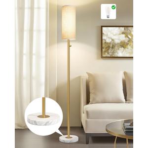 Gold Floor Lamp,Modern Floor Lamps for Bedroom,Standing Lamp with Marble Base,LED Bulb Included,Tall Dimmable Floor Lamp for Living Room,Bedroom,Office,Reading and Nursery