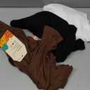 3 Pack Girls Long Sleeve Shirts Ribbed Knit Cotton Layering Tops Slim Fit Crewneck Casual Undershirts (11-12 Years, Black, White, Brown)