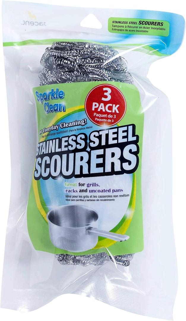 Jacent Everyday Stainless Steel Scourers, 3 Per Pack - 1 Pack