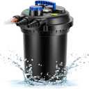 Bio Pressure Pond Filter, with 13W UV-C Light, 2630 GPH Suitable for Koi Ponds up to 1300 Gallons or Landscape Pools up to 2600 Gallons