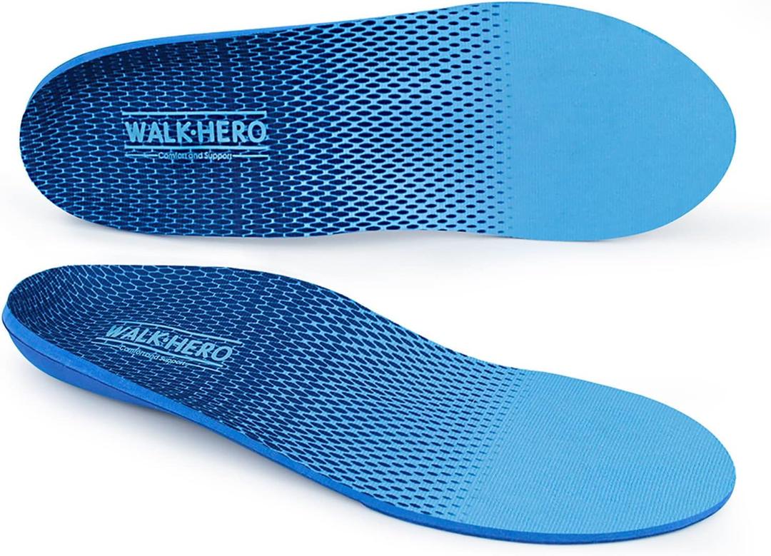 Plantar Fasciitis Feet Insoles Arch Supports Orthotics Inserts Relieve Flat Feet, High Arch (Mens 8-8 1/2 | Womens 10-10 1/2) (New Blue)