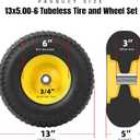 AR-PRO (2-Pack) 13x5.00-6 Front Tire and Wheel Assembly, 4-Ply Tubeless Turf Tire with Rim for Riding Mower Lawn Tractor, 3"-6" Offset Hub & 3/4" Bushings extra 5/8" Bushings