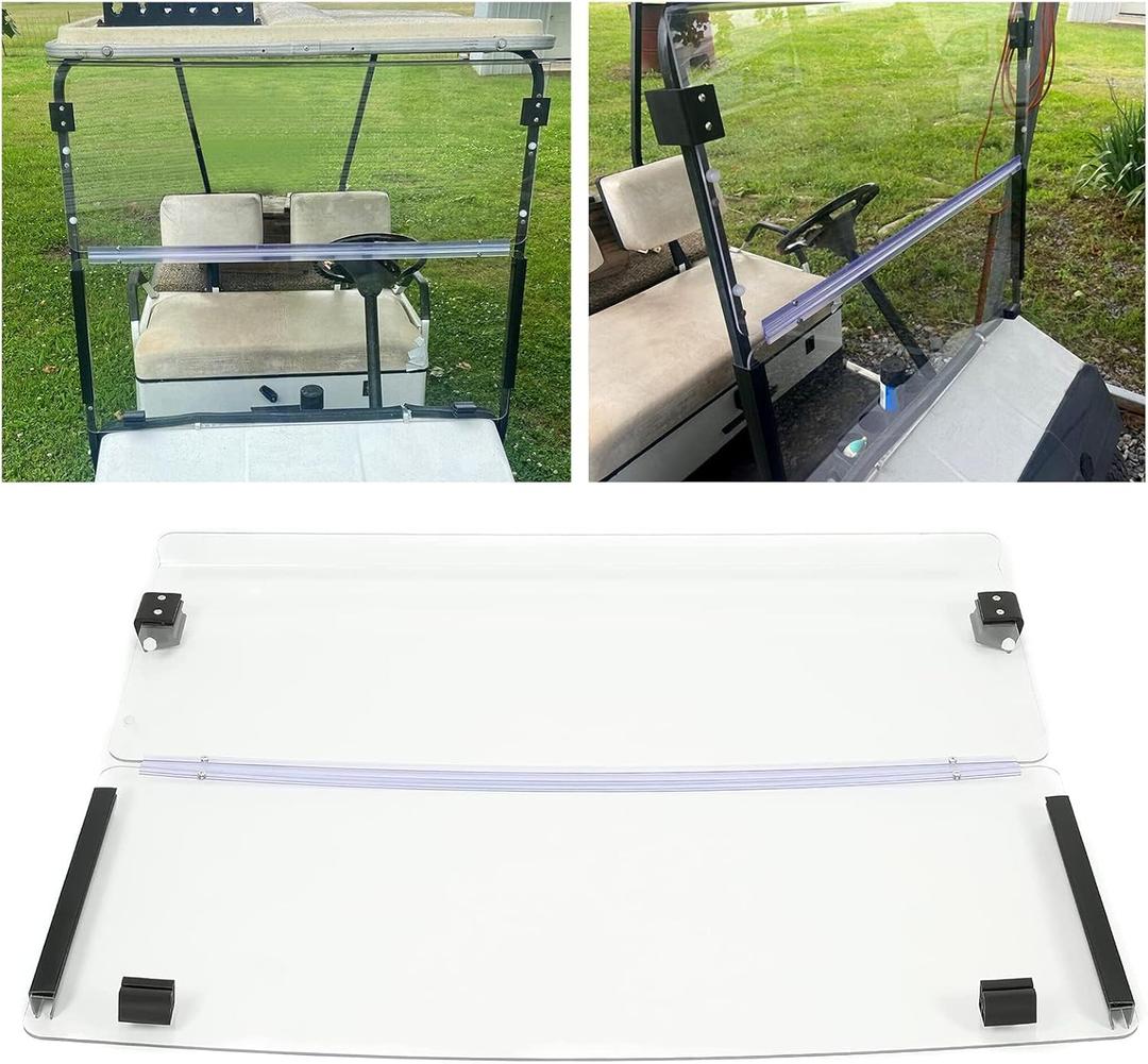 KUAFU Clear Golf Cart Windshield Compatible with 1986-1994.5 EZGO Marathon Fold Down Windshield