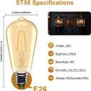 ASOKO ST58 Antique LED Filament Light Bulbs, LED Dimmable Edison Light Bulbs 4W, 2700K Warm White (Amber Glass) E26 Base Pack of 6