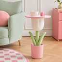 Tulip Flower Side Table with Storage Tray, Pink