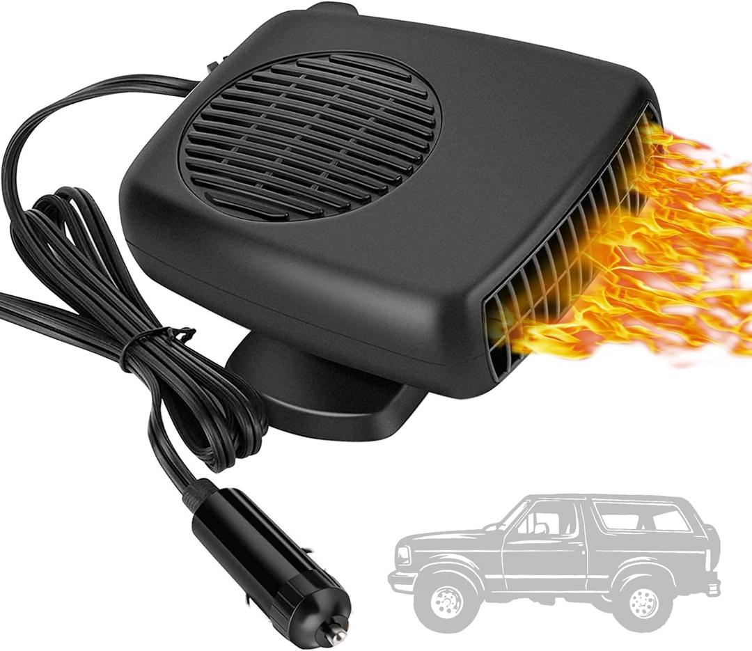 Car Heater 12V, 150W Portable Car Heater Fan With Dual Heating & Cooling, 30s Quick Defrost, 360 Rotatable For Windshield Demisting, Fit Car Truck Van SUV (Cigarette Lighter Plug)