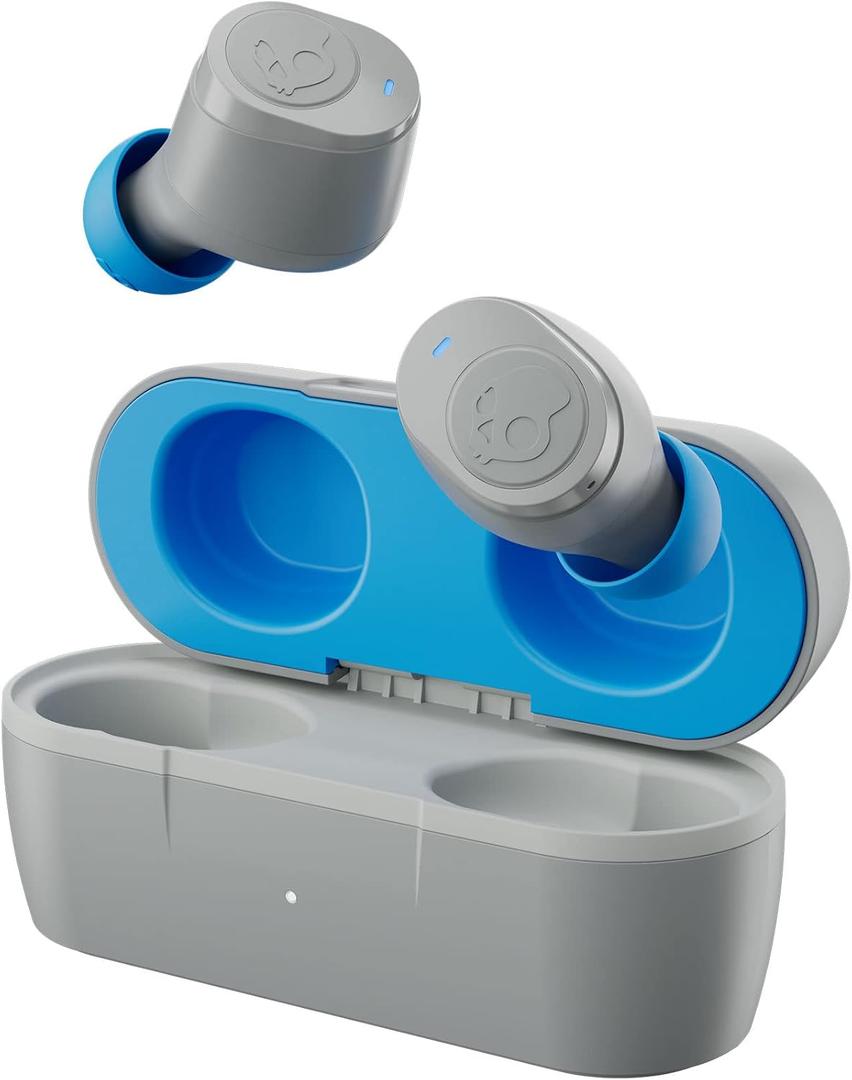 Skullcandy Jib True 2 Wireless Earbuds, Bluetooth Headphones, Up to 33 Hours Battery with Charging Case, Noise Isolating Fit, Sweat and Water Resistant, Microphone for iPhone Android - Light Grey/Blue