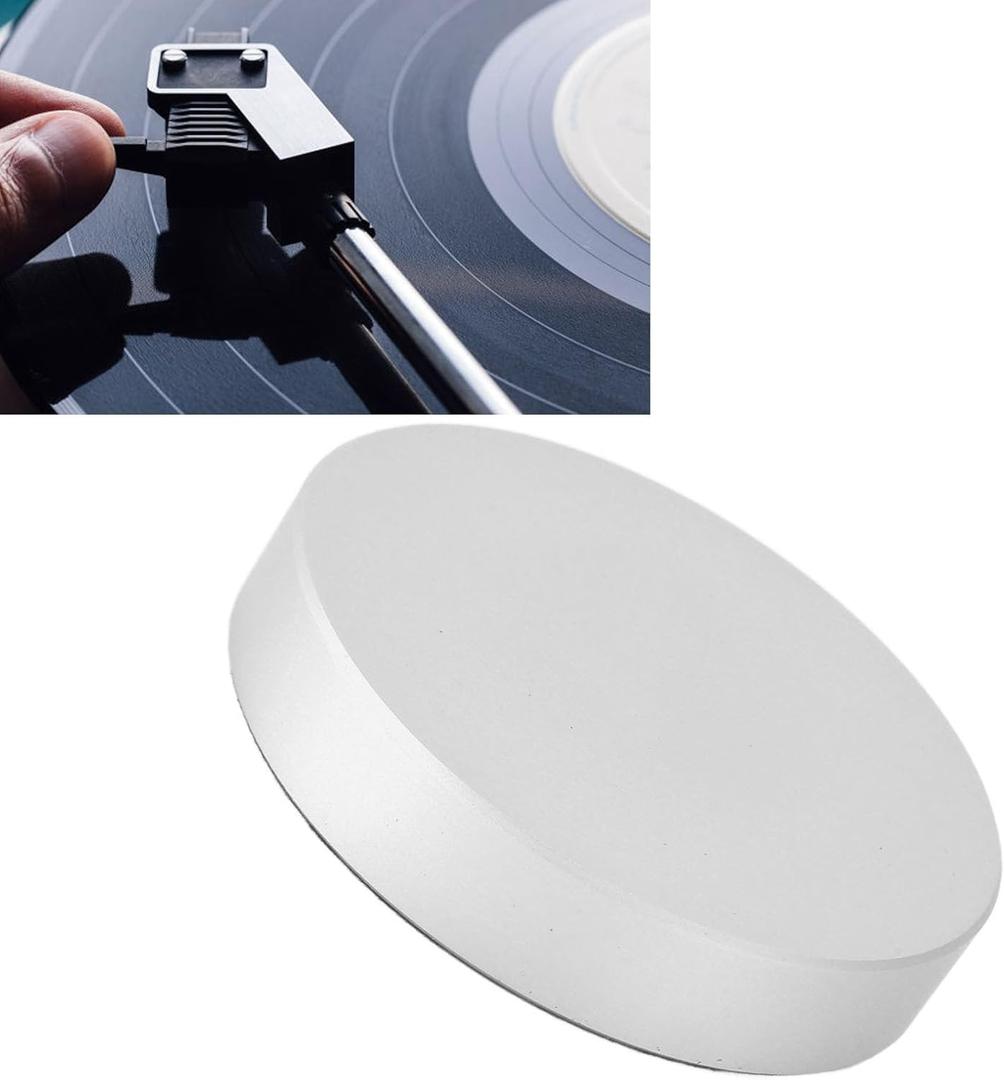 HiFi Disc Stabilizer Clamp for Vibration Balancing with Aluminum Alloy Record Weight, Suitable for All Turntables (White)