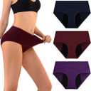 Womens Leak-Resistant Cotton Underwear - Soft Stretch High-Waist Briefs Multipack for Everyday Freshness & Comfort (Multicolor)